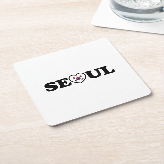 Seoul Love Heart Taegeukgi Flag Kartonnen Onderzetters (Schuin)