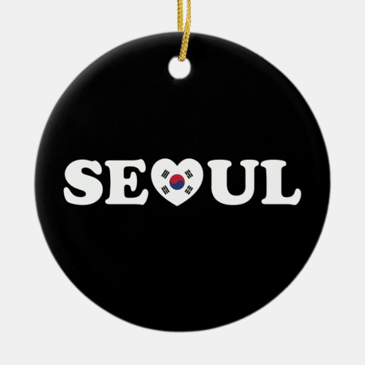 Seoul Love Heart Taegeukgi Flag Keramisch Ornament (Voorkant)