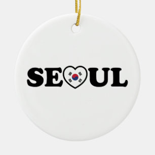 Seoul Love Heart Taegeukgi Flag Keramisch Ornament