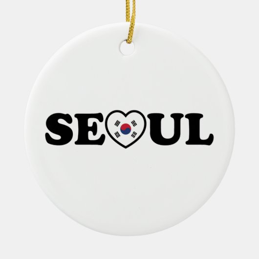 Seoul Love Heart Taegeukgi Flag Keramisch Ornament (Voorkant)