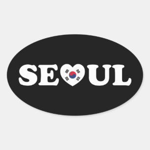 Seoul Love Heart Taegeukgi Flag Ovale Sticker
