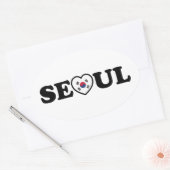 Seoul Love Heart Taegeukgi Flag Ovale Sticker (Envelop)
