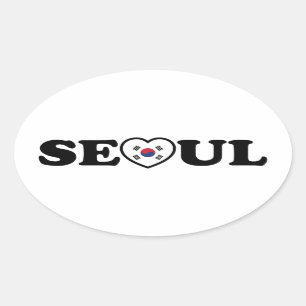 Seoul Love Heart Taegeukgi Flag Ovale Sticker