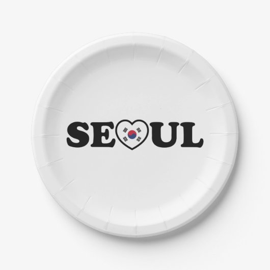 Seoul Love Heart Taegeukgi Flag Papieren Bordje (Voorkant)