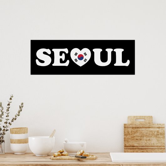 Seoul Love Heart Taegeukgi Flag Poster (Keuken)
