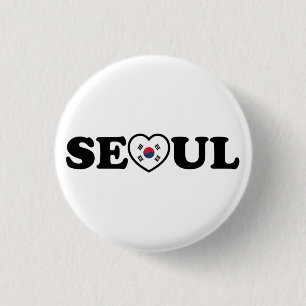 Seoul Love Heart Taegeukgi Flag Ronde Button 3,2 Cm