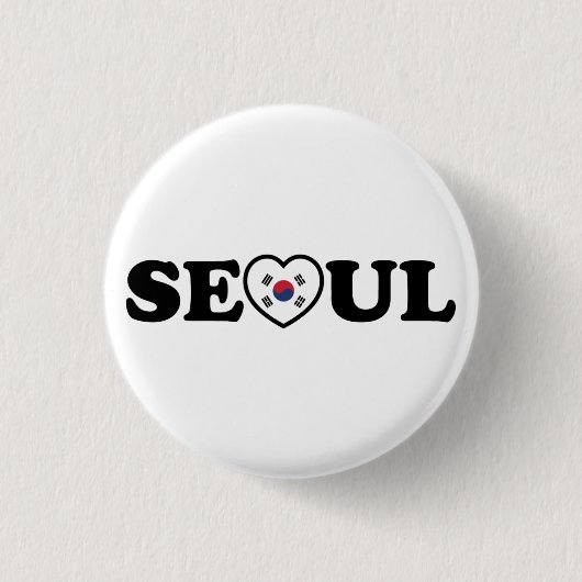 Seoul Love Heart Taegeukgi Flag Ronde Button 3,2 Cm (Voorkant)