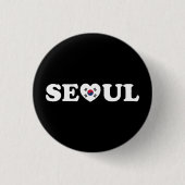 Seoul Love Heart Taegeukgi Flag Ronde Button 3,2 Cm (Voorkant)