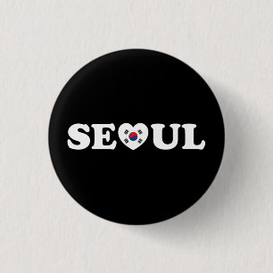 Seoul Love Heart Taegeukgi Flag Ronde Button 3,2 Cm