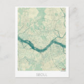 Seoul Map Blue Waterverf Briefkaart (Voorkant)