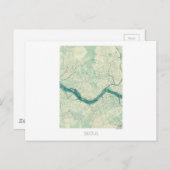 Seoul Map Blue  Waterverf Briefkaart (Voorkant / Achterkant)