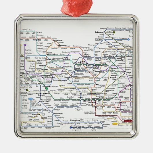 Seoul-metrokaart Metalen Ornament (Voorkant)