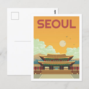 Seoul Noord-Korea Beroemde Reisplaats Illustratie Briefkaart