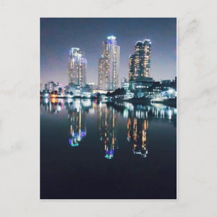 Seoul 's nachts over de rivier briefkaart