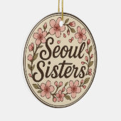 Seoul Sisters Korea Travel Memory Ceramic Ornament (Rechts)