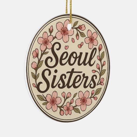 Seoul Sisters Korea Travel Memory Ceramic Ornament (Rechts)