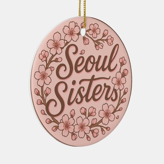 Seoul Sisters Korea Travel Memory Ceramic Ornament (Rechts)