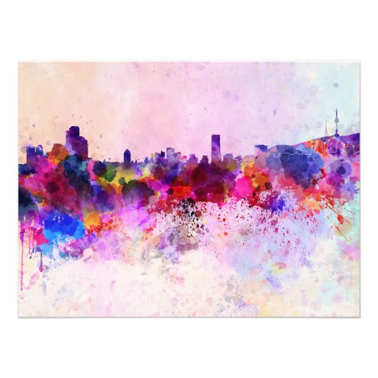 Seoul skyline in watercolor background foto afdruk (Voorkant)