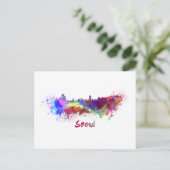 Seoul skyline in waterverf briefkaart (Staand voorkant)