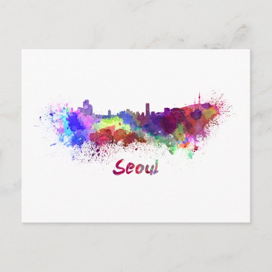 Seoul skyline in waterverf briefkaart (Voorkant)