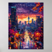 Seoul Skyline Poster – Dynamische Koreaanse muurku (Voorkant)