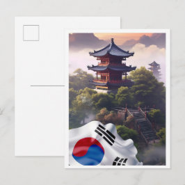 Seoul South Korea Art Vintage Travel Illustration Briefkaart