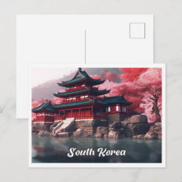 Seoul South Korea Art Vintage Travel Illustration Briefkaart