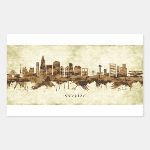 Seoul South Korea Cityscape Rechthoekige Sticker