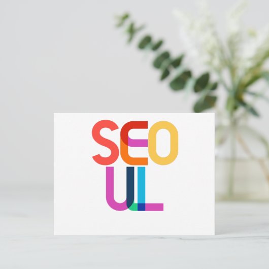 Seoul South Korea Pop Art Letters Briefkaart (Staand voorkant)