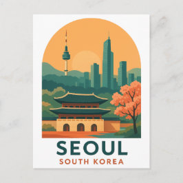 Seoul South Korea Postcard – Vintage Travel Art  Briefkaart