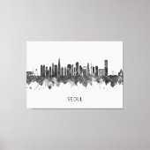 Seoul South Korea Skyline BW Canvas Afdruk (Voorkant)