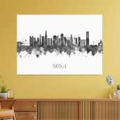 Seoul South Korea Skyline BW Canvas Afdruk (Insitu (Woonkamer))
