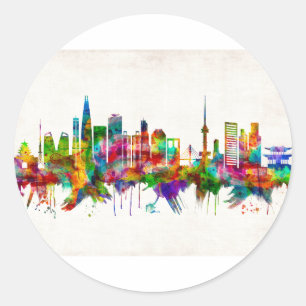 Seoul South Korea Skyline Ronde Sticker