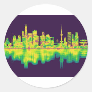 Seoul South Korea Skyline Ronde Sticker