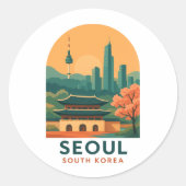 Seoul South Korea Sticker – Vintage Travel Art (Voorkant)
