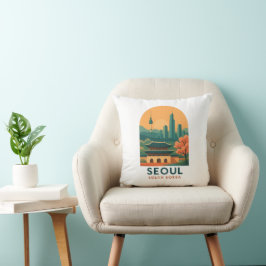 Seoul South Korea Throw Pillow – Vintage Travel  Kussen