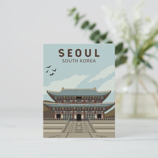 Seoul South Korea Travel Art  Briefkaart (Staand voorkant)