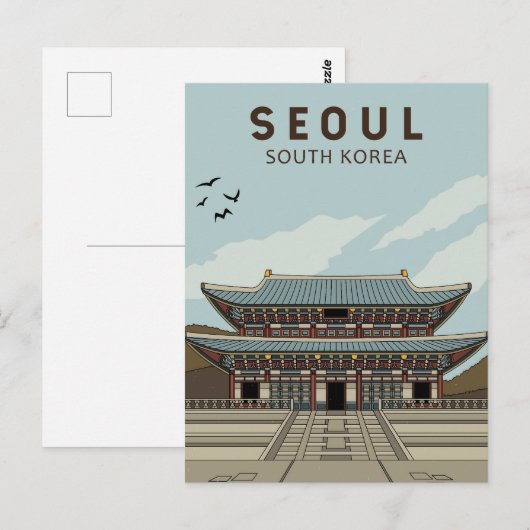 Seoul South Korea Travel Art  Briefkaart (Voorkant / Achterkant)