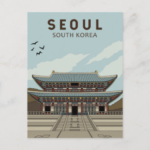 Seoul South Korea Travel Art  Briefkaart