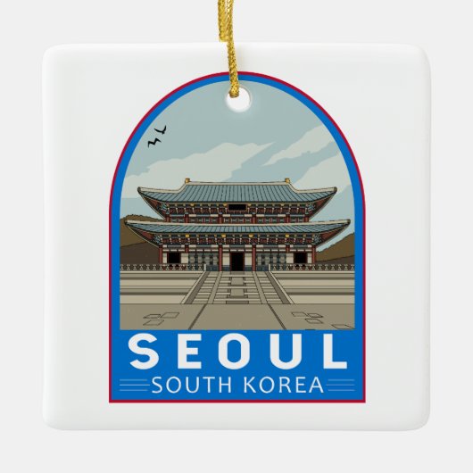 Seoul South Korea Travel Art  Keramisch Ornament (Voorkant)
