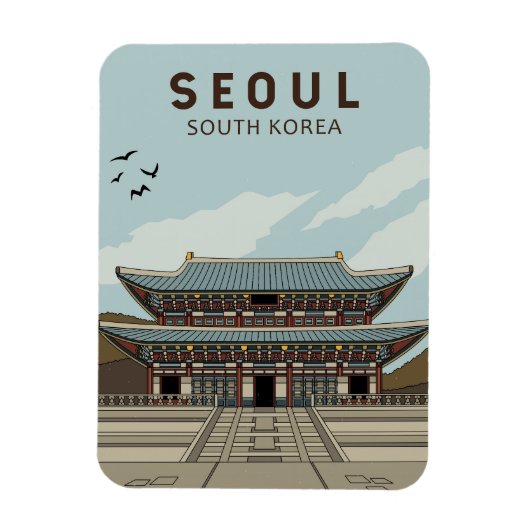 Seoul South Korea Travel Art  Magneet (Verticaal)