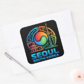 Seoul South Korea Vierkante Sticker (Envelop)