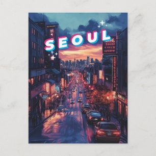 Seoul Sunset: een levendige stadsreis Briefkaart