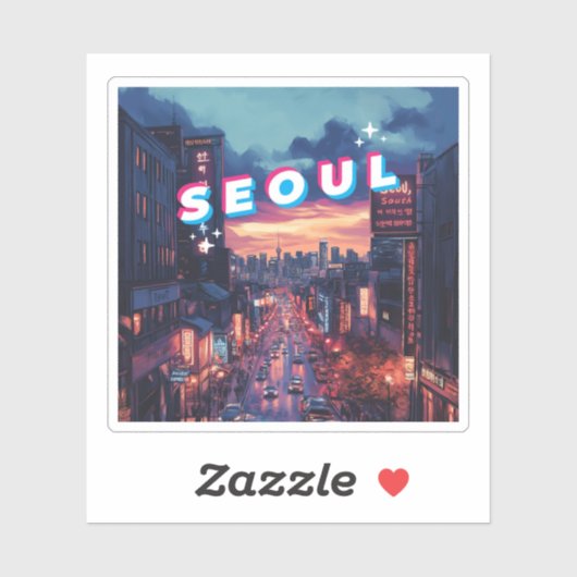 Seoul Sunset: een levendige stadsreis Sticker (Vel)