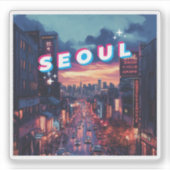 Seoul Sunset: een levendige stadsreis Sticker (Voorkant)