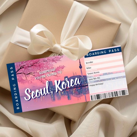 Seoul Surprise Trip Boarding Pass Gift Ticket Card Kaart