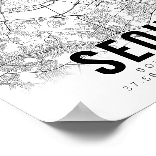 Seoul Zuid-Korea 서 Minimalistische kaart Art Poster (Hoek)