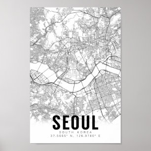 Seoul Zuid-Korea 서 Minimalistische kaart Art Poster