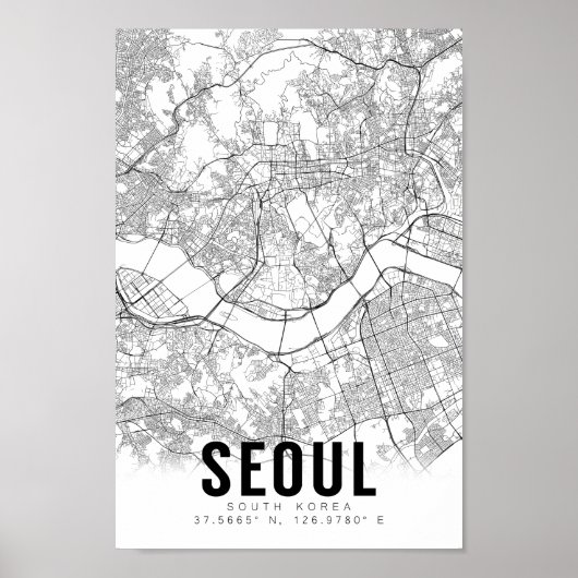 Seoul Zuid-Korea 서 Minimalistische kaart Art Poster (Voorkant)