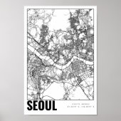 Seoul Zuid-Korea 서 Minimalistische kaart Art Poster (Voorkant)